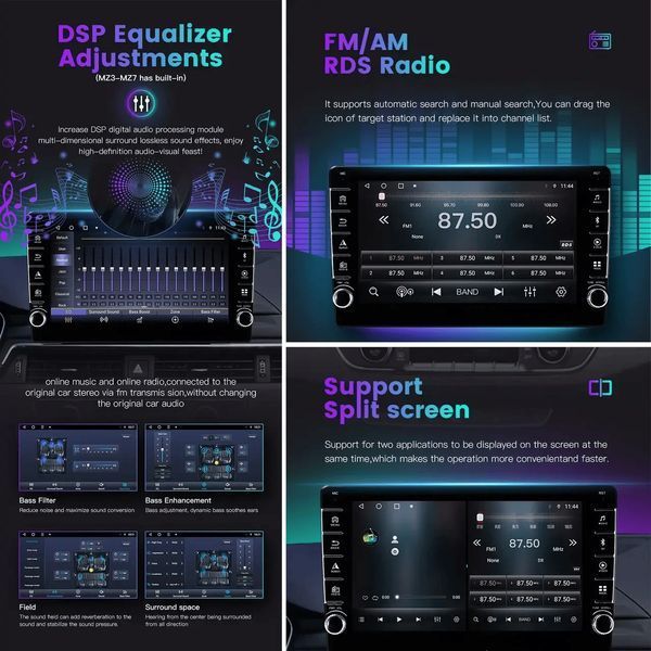 Універсальна Mагнітола K7862, QLED DSP with carplay(4/32, 4G sim) 8 Core Android 12 RGB, автомагнітола  СK7862-2 фото